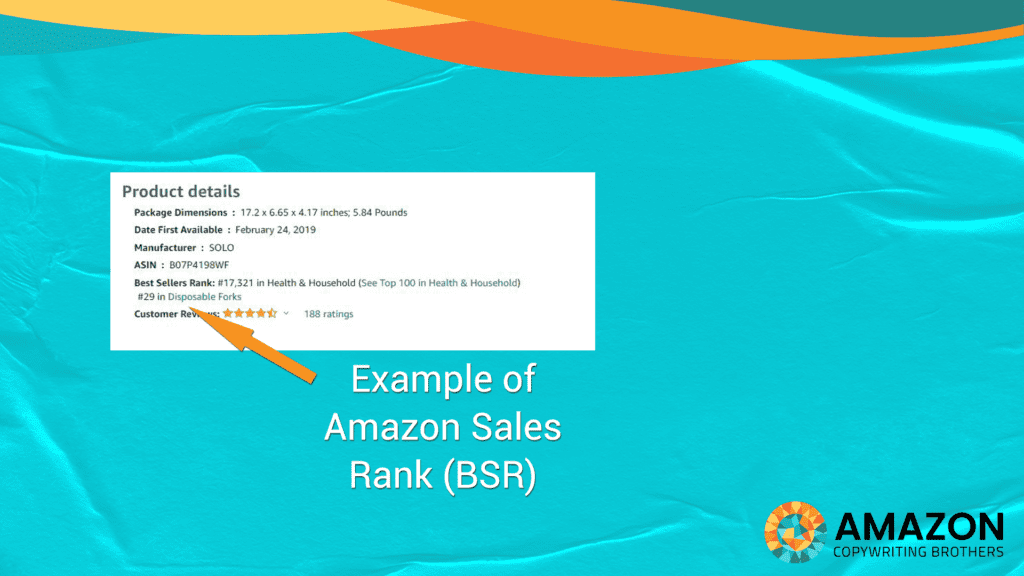 Example of Amazon BSR Sales Rank